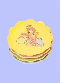 Valfré Cat Lady Plate Set New